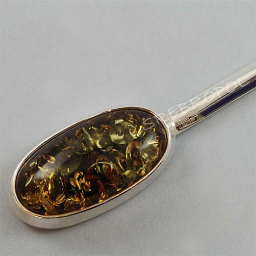 Srebrny nożyk do papieru z bursztynem NÓŻ DR 95/5 N3