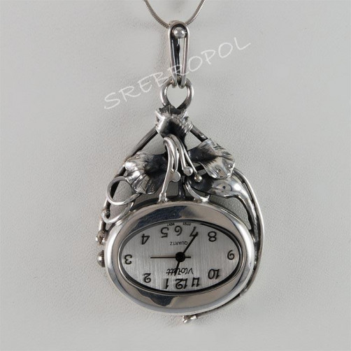 Zegarek srebrny damski na łańcuszek Violett 65