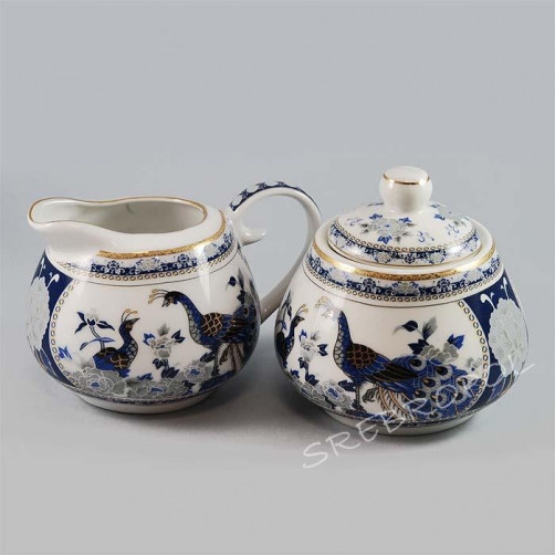 Cukiernica i mlecznik - porcelana japońska Pawie FIL155KN_1