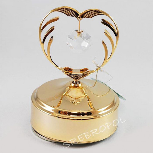 Złota pozytywka serce z kryształkami swarovskiego 366-0048