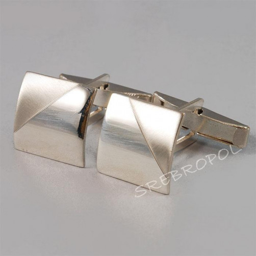 Srebrne spinki do mankietów połysk-mat M-K 42/0