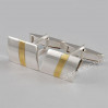 Srebrne spinki do mankietów ze złotym paseczkiem S4-M 41/0