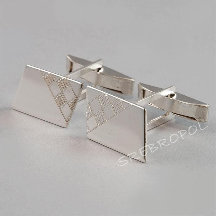 Srebrne spinki do mankietów z grawrowanym wzorkiem S5-M 41/0