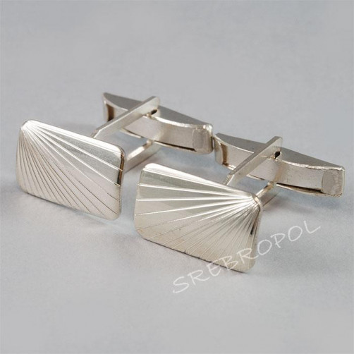 Srebrne spinki do mankietów z grawerowanym wzorkiem S12-M 41/0