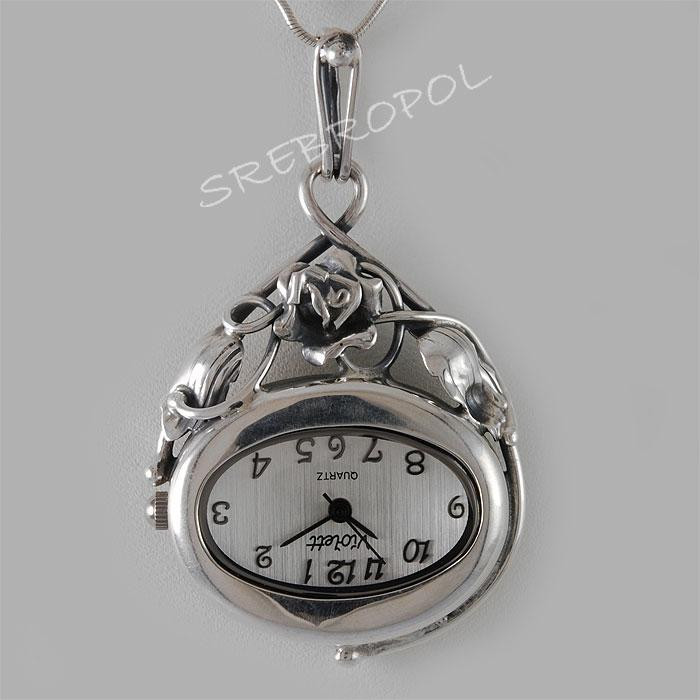 Zegarek srebrny damski na łańcuszek Violett 66