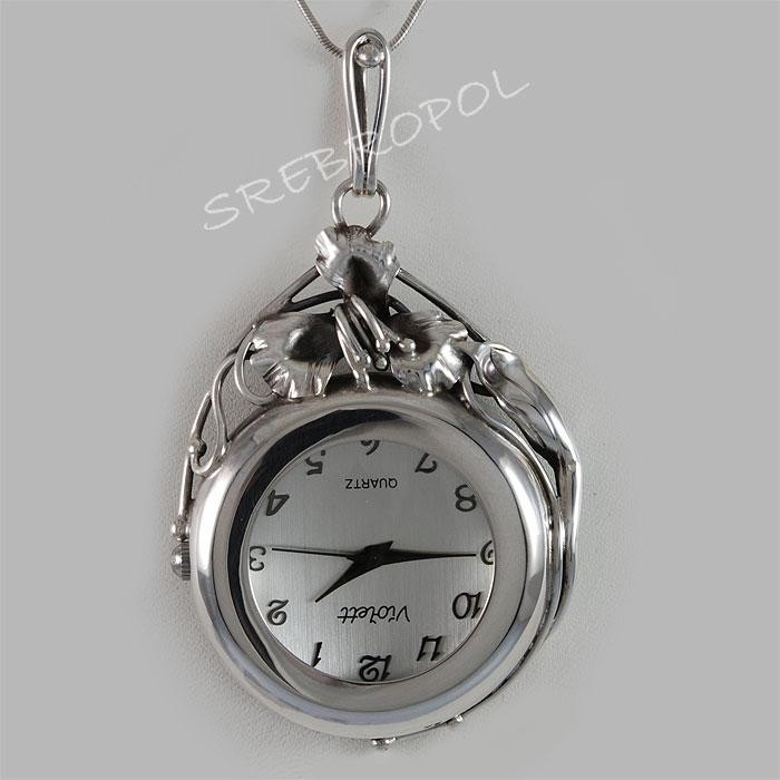 Zegarek srebrny damski na łańcuszek Violett 67