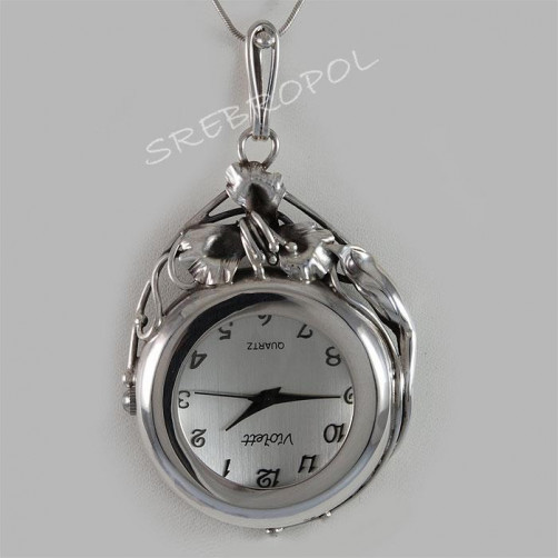 Zegarek srebrny damski na łańcuszek Violett 67