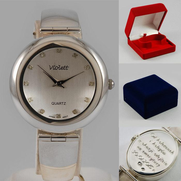 Zegarek srebrny damski na bransolecie Violett 74