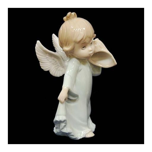 Figurka porcelanowy aniołek z muszelką 325-3006