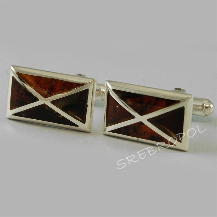 Srebrne spinki do mankietów z bursztynem SM1 99/0