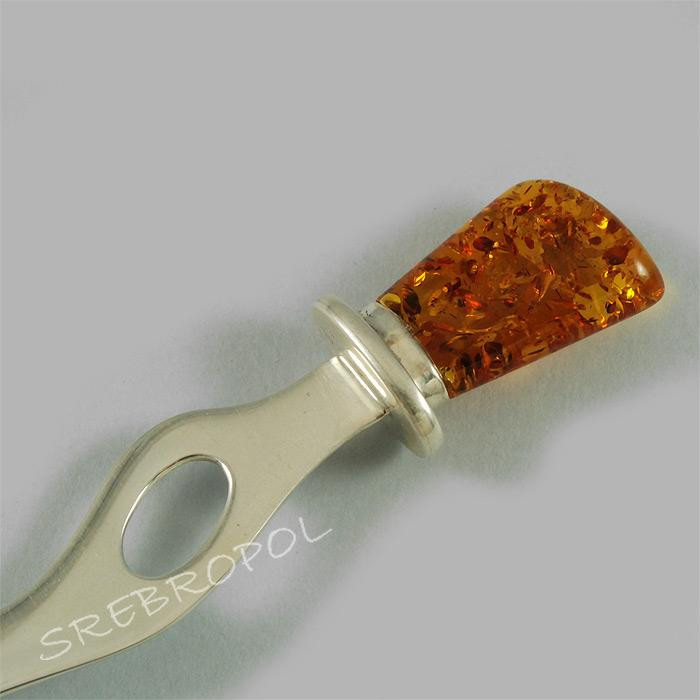 Srebrny nożyk do papieru z bursztynem WA 144/5