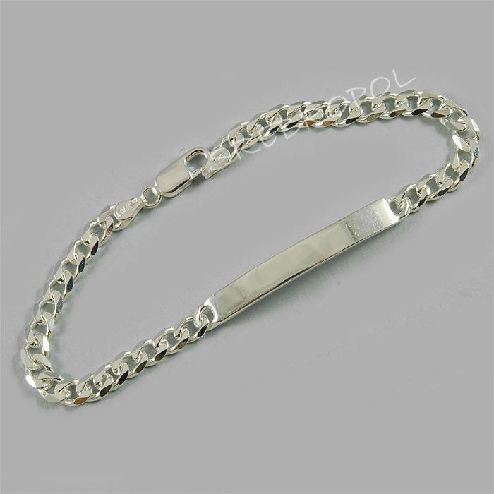 Bransoletka srebrna pancerka z blaszką  B59/0