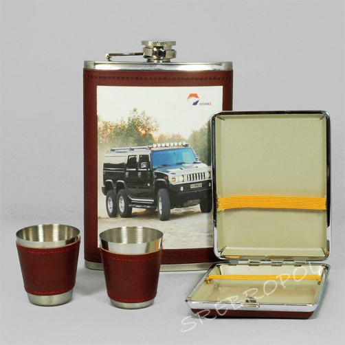 Zestaw piersiówka+papierośnica+kieliszki ZES270A