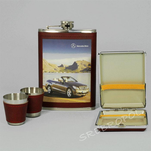 Zestaw piersiówka+papierośnica+ kieliszki ZES270D