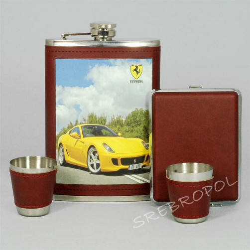 Zestaw piersiówka+papierośnica+kieliszki ZES270E