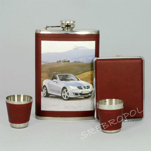 Zestaw piersiówka+papierośnica+kieliszki ZES270F