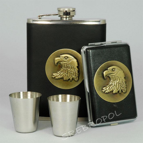 Zestaw piersiówka+papierośnica+kieliszki ZES280