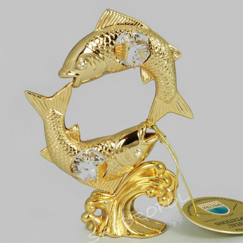 Złota figurka ryby z kryształkami swarovskiego 122-0046