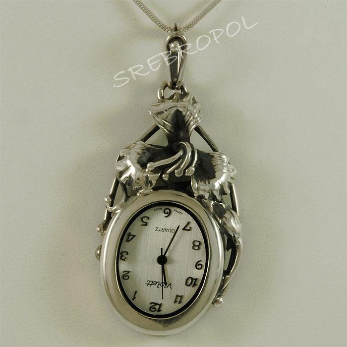 Zegarek srebrny damski na łańcuszek Violett 77