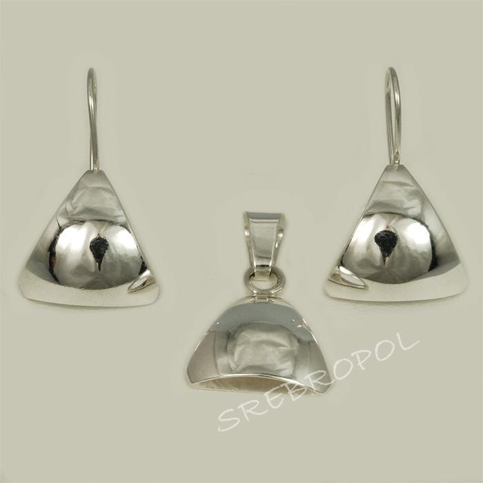 Komplet zawieszka + kolczyki trójkąty