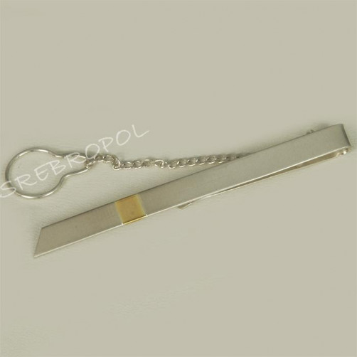Srebrna spinka do krawata ze złotym paskiem S-K 29/0 -1