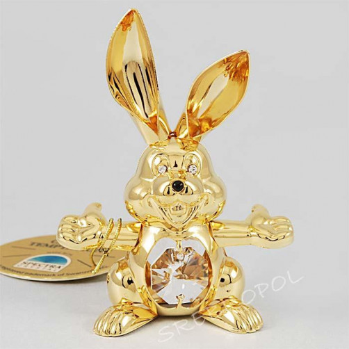 Złota figurka zając z kryształkami swarovskiego 122-0256