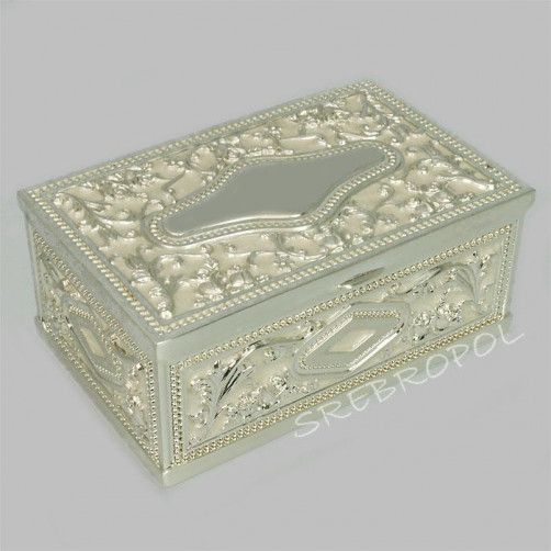 Posrebrzana kasetka, szkatułka na biżuterię 461-4523