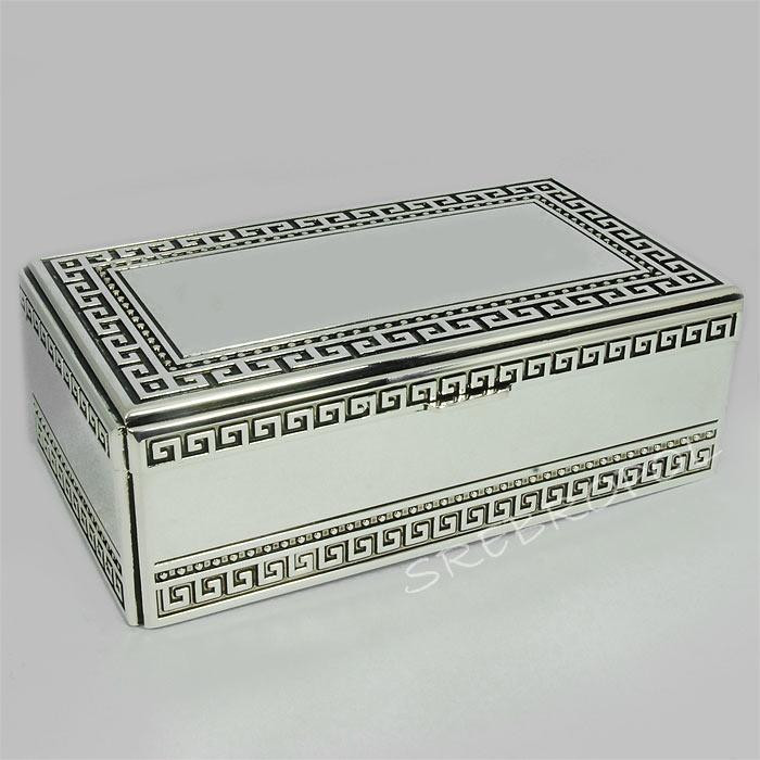 Posrebrzana kasetka, kuferek, szkatułka na biżuterię 461-4822