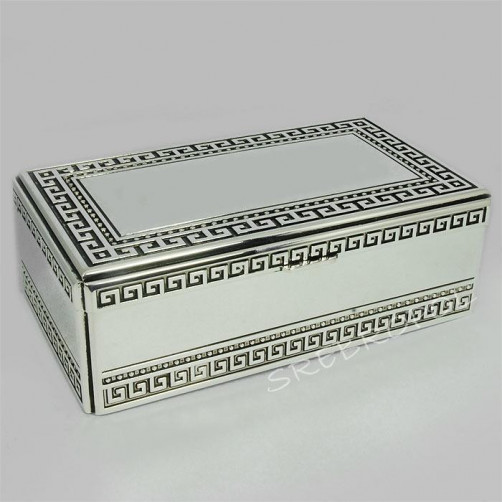 Posrebrzana kasetka, kuferek, szkatułka na biżuterię 461-4822