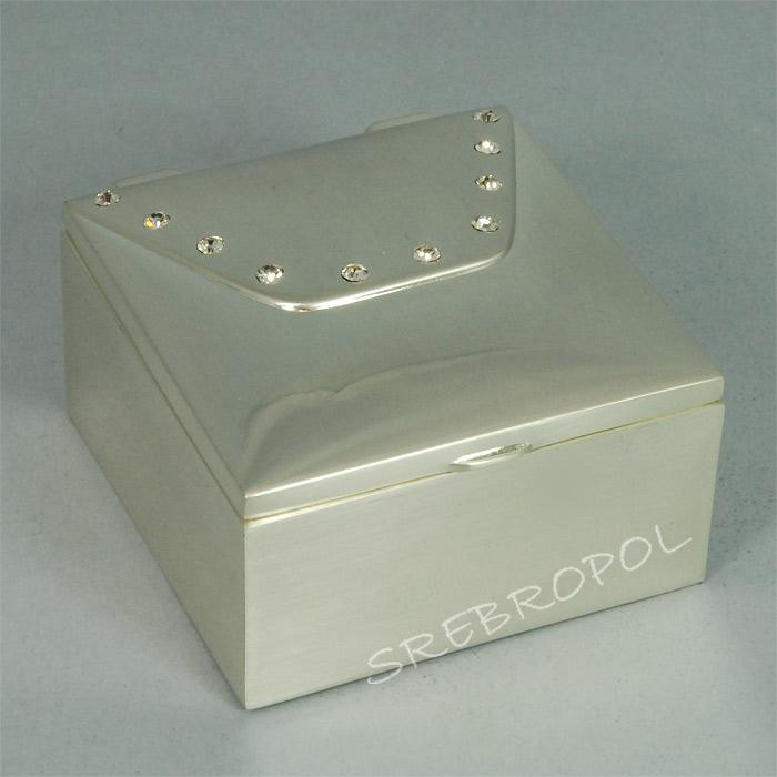 Posrebrzana kasetka, szkatułka na biżuterię 461-4498