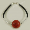 Bransoletka srebrna na kauczuku z koralowcem