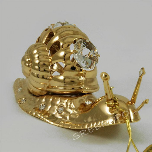 Złota figurka ślimak z kryształkami swarovskiego 122-0173
