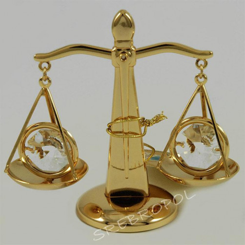 Złota figurka waga z kryształkami swarovskiego 122-0275