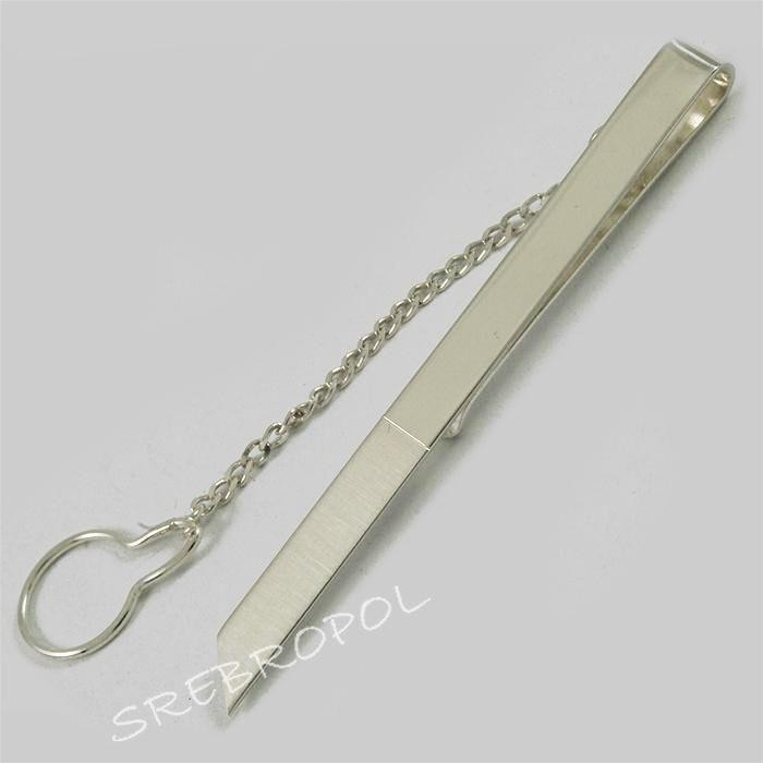 Srebrna spinka do krawata połysk-mat KT 29/0