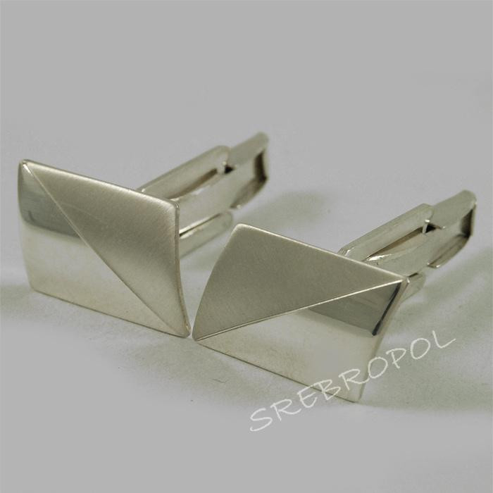 Srebrne spinki do mankietów połysk-mat M-K3 42/0