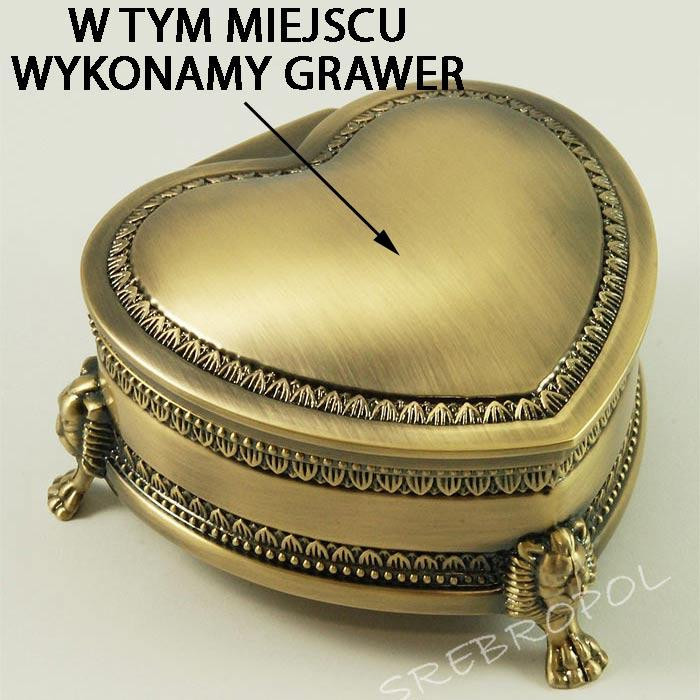 Mosiądzowana kasetka na biżuterię + GRAWER 461-4850G