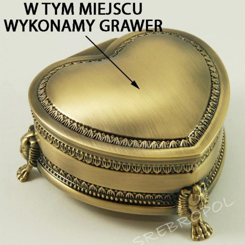 Mosiądzowana kasetka na biżuterię + GRAWER 461-4850G