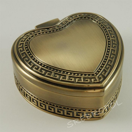 Mosiądzowana szkatułka na biżuterię w kształcie serca 461-4874