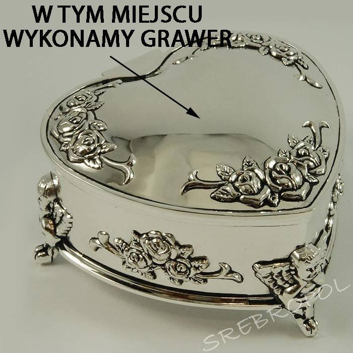 Posrebrzana kasetka na biżuterię + GRAWER 461-4883G