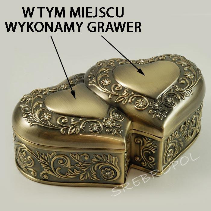Mosiądzowana kasetka na biżuterię + pozytywką + GRAWER 461-4894G