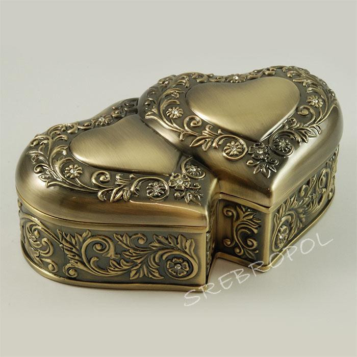 Mosiądzowana szkatułka na biżuterię + pozytywka 461-4894