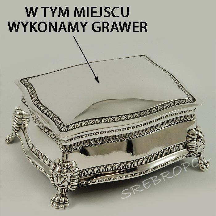 Posrebrzana kasetka na biżuterię + GRAWER 461-4904G
