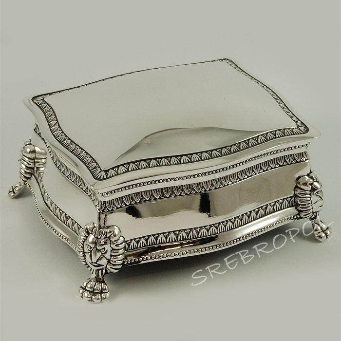 Posrebrzana kasetka, szkatułka na biżuterię 461-4904