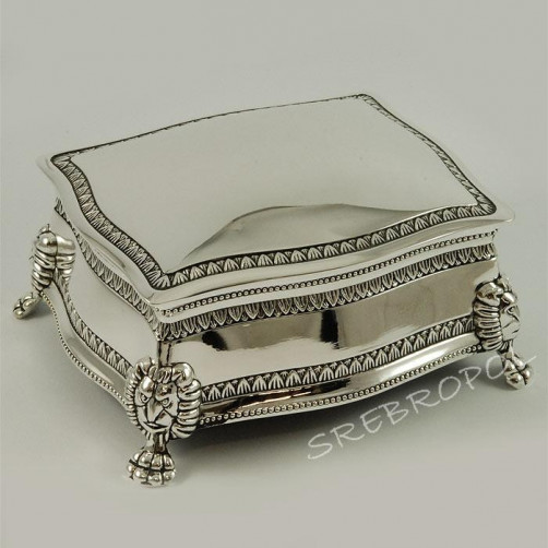 Posrebrzana kasetka, szkatułka na biżuterię 461-4904