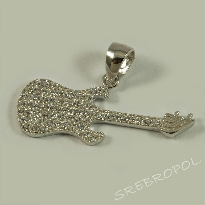 Wisiorek srebrny gitara z cyrkoniami W21/0
