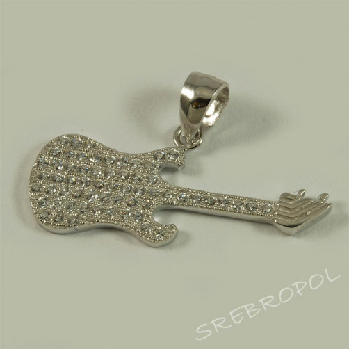Wisiorek srebrny gitara z cyrkoniami W21/0
