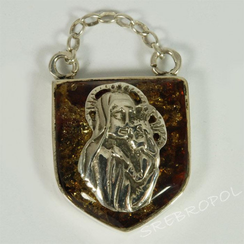 Ryngraf srebrny z bursztynem + opcja grawer W 84/0