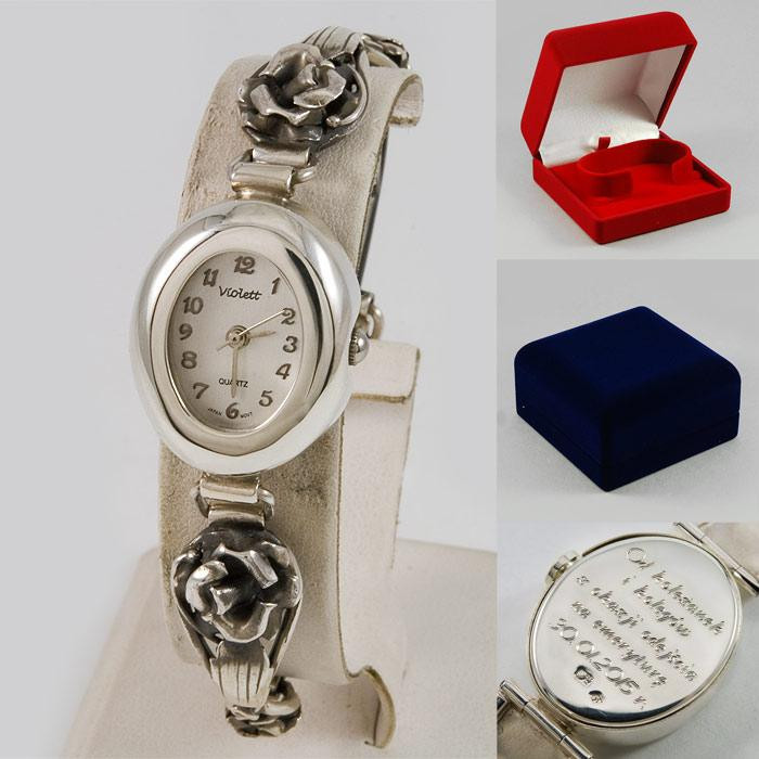 Zegarek srebrny damski na bransolecie Violett 87