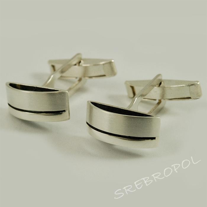 Srebrne spinki do mankietów połysk-mat S-M ML 49/0