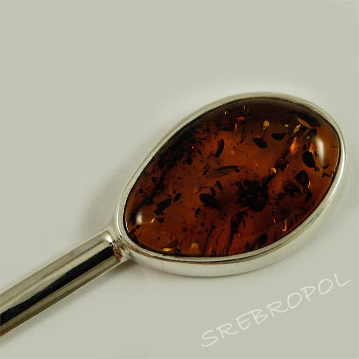 Srebrny nożyk do papieru z bursztynem NÓŻ DR 95/5 N6